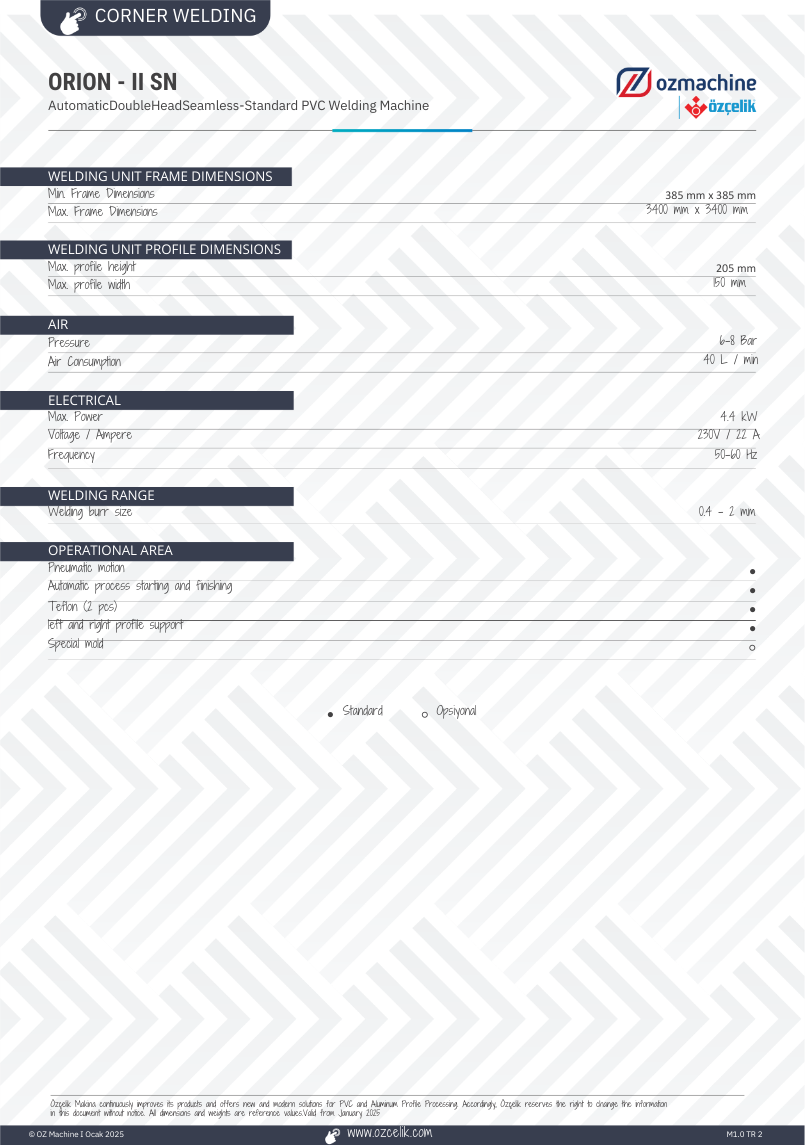 ORION II SN Double Head uPVC Welding Machine