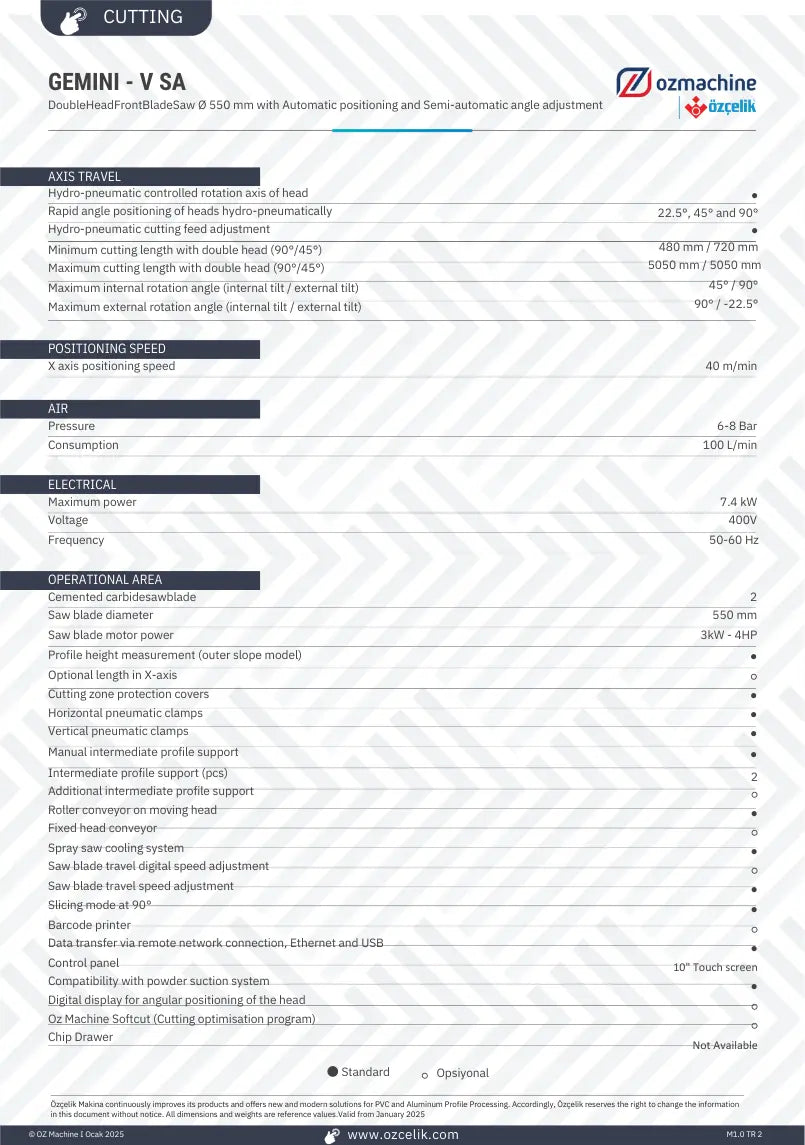 GEMINI V SA 550mm Double Mitre Saw OZ Machine