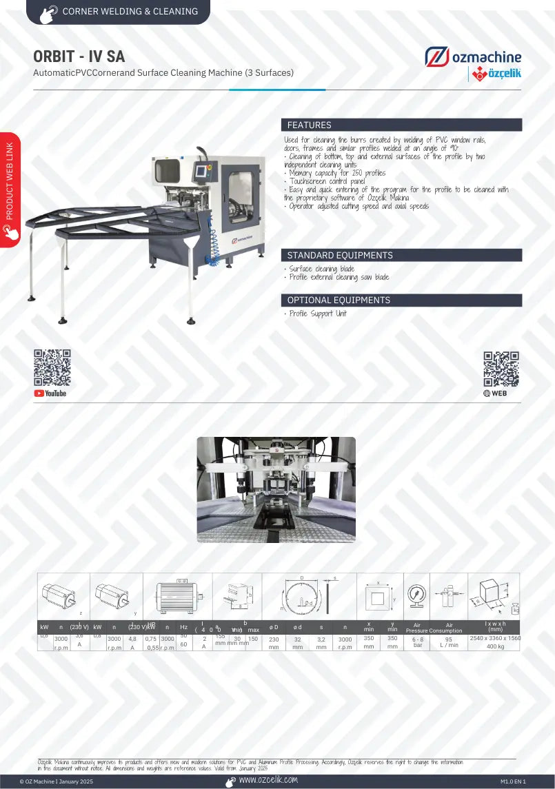 ORBIT IV SA CNC uPVC Corner and Surface Cleaning Machine