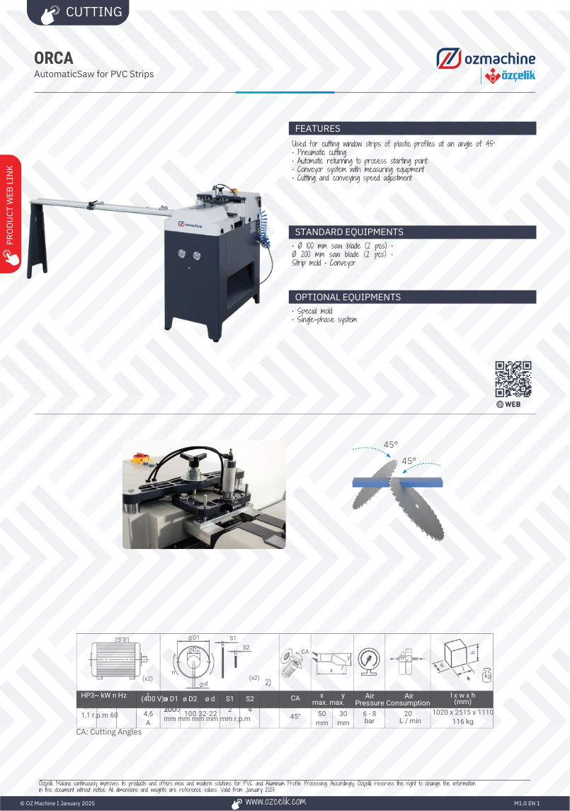 ORCA Automatic Cutting Machine For uPVC Strips