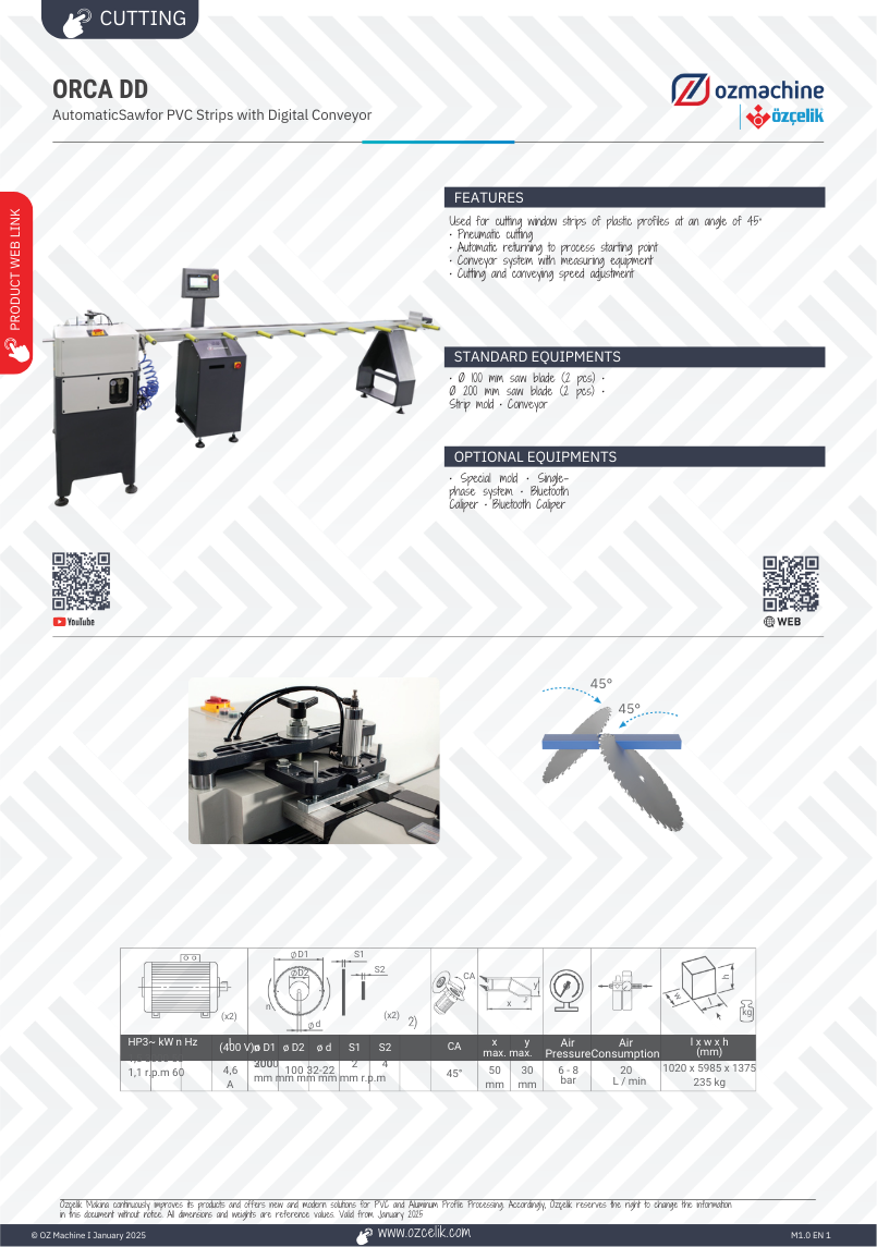 ORCA DD Automatic uPVC Strip Cutting Machine with Digital Conveyor