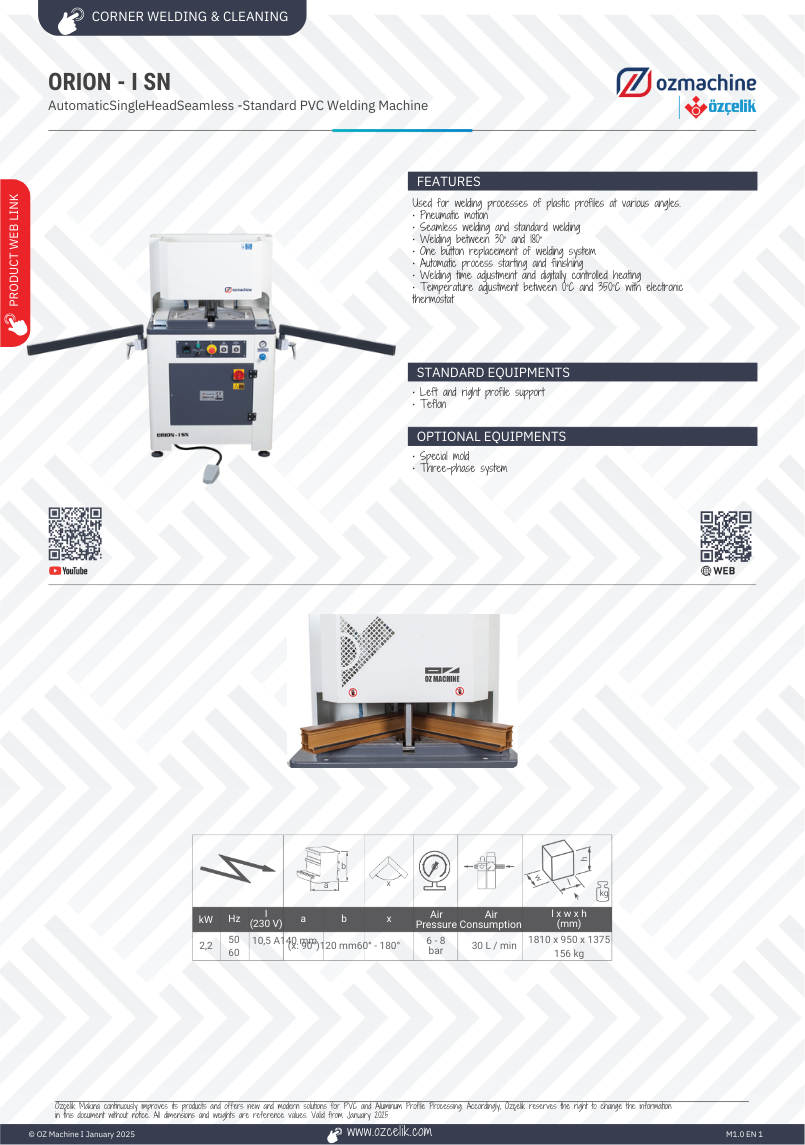 ORION - I SN Single Head uPVC Welding Machine