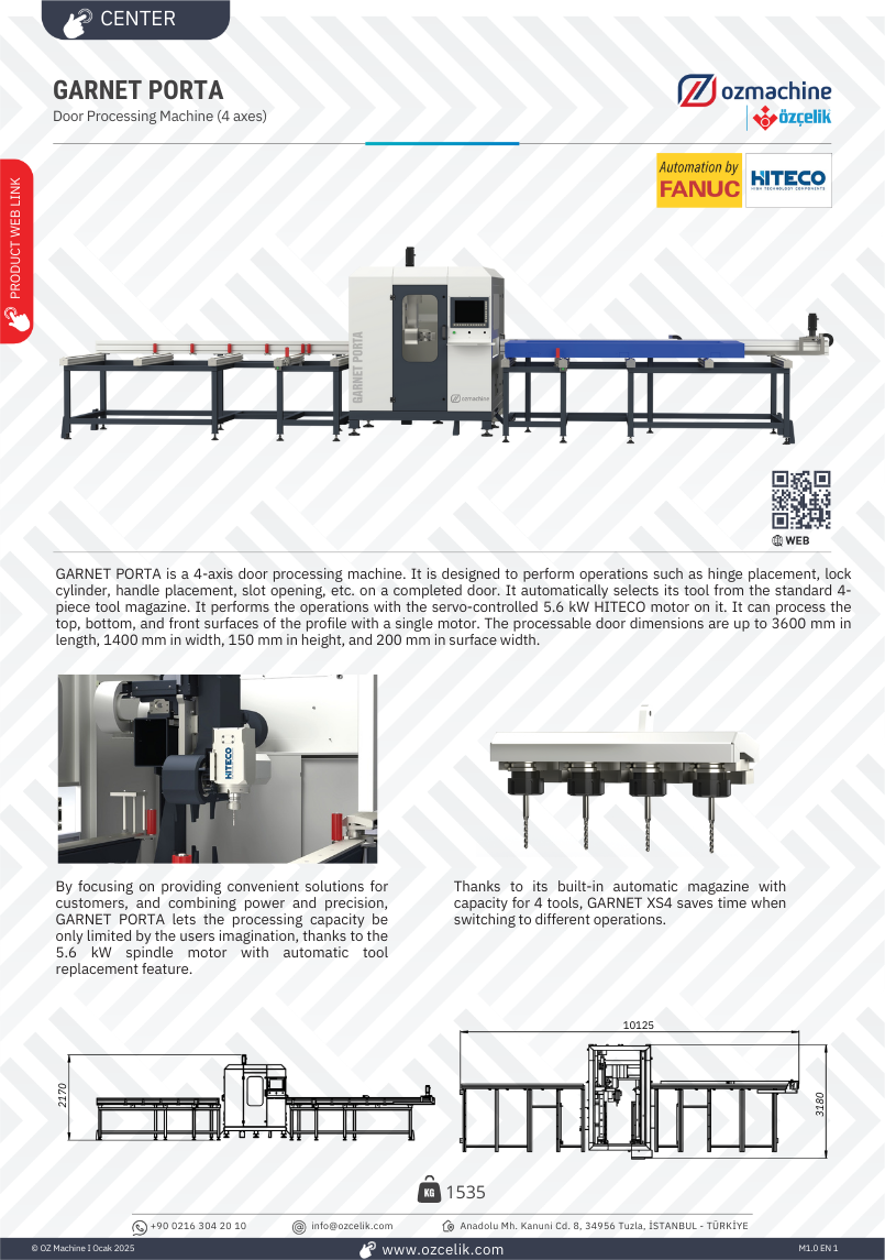 GARNET PORTA - 4-axis door leaf processing machine