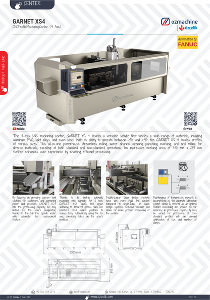 GARNET XS4 CNC Controlled Profile Machining Center (4 Axis)