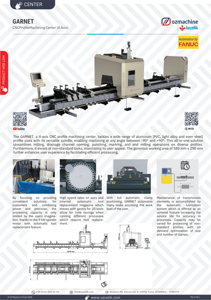 GARNET 8000 CNC Controlled Profile Machining Center (4 Axis)