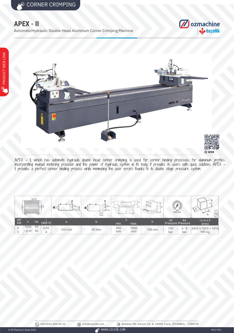 APEX - II Double Head Corner Crimping Machine